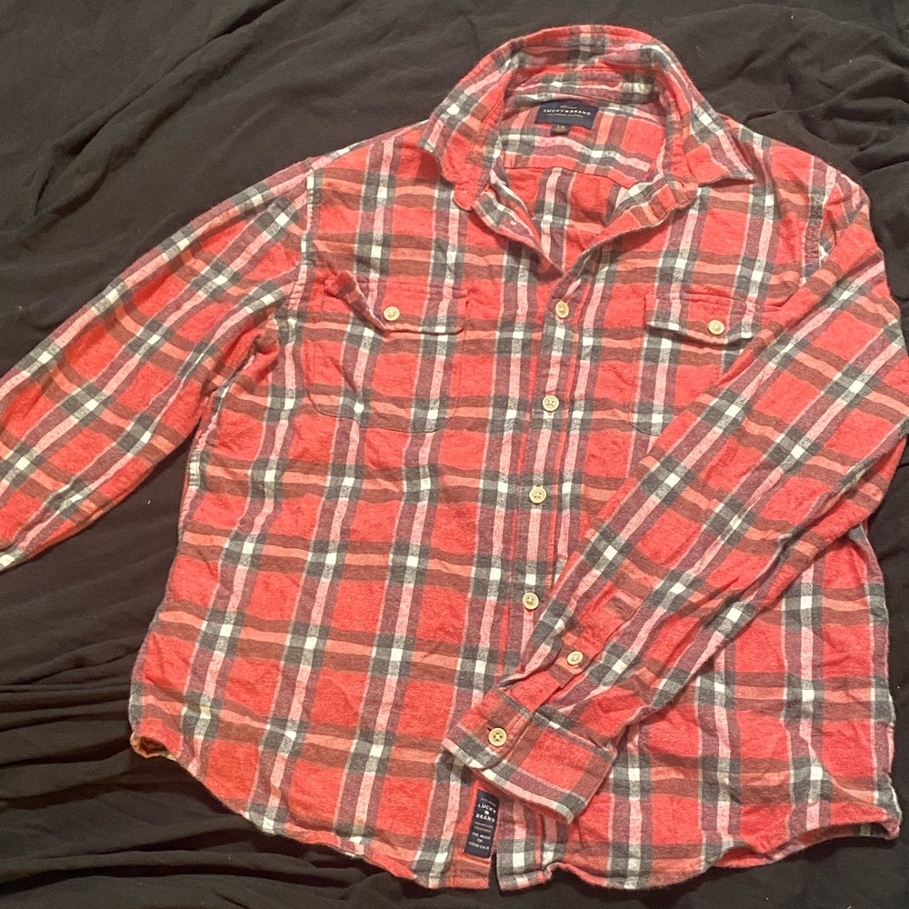 Lucky Brand Red and Black Checkered Shirt